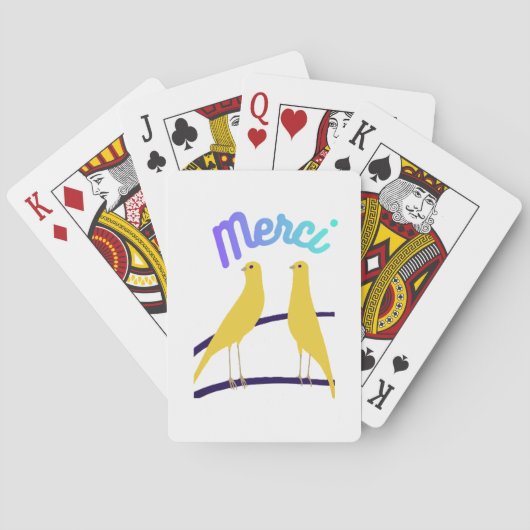 Modern Canary & "Merci" - Japandi Style Art Pokerkaarten (Achterkant)