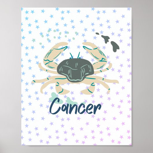 Modern Cancer Crab Zodiac Poster (Voorkant)