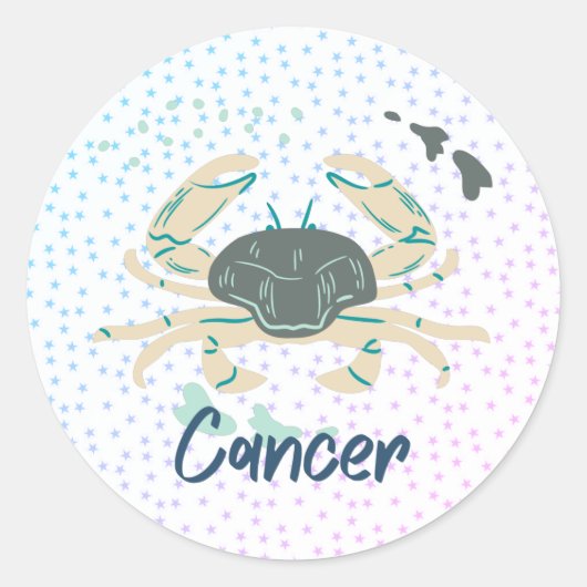 Modern Cancer Crab Zodiac Ronde Sticker (Voorkant)