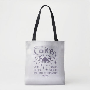 Modern Cancer Zodiac Horoscope Personalized Tote Bag