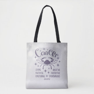 Modern Cancer Zodiac Horoscope Personalized Tote Bag