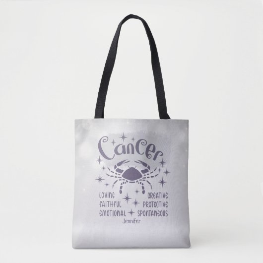 Modern Cancer Zodiac Horoscope Personalized Tote Bag (Voorkant)