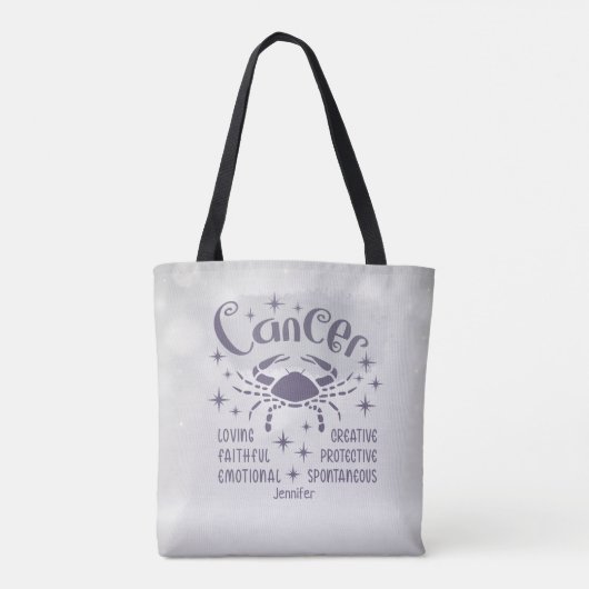 Modern Cancer Zodiac Horoscope Personalized Tote Bag (Achterkant)