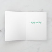 Modern Candle Birthday Cake Polka Dots Green Blue Kaart (Binnen)