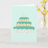 Modern Candle Birthday Cake Polka Dots Green Blue Kaart (Gele Bloem)
