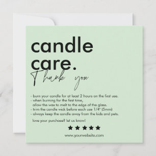 Modern Candle Care & Dank u Visitekaartje Bedankkaart
