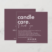 Modern Candle Care & Dank u Visitekaartje Bedankkaart (Voorkant / Achterkant)