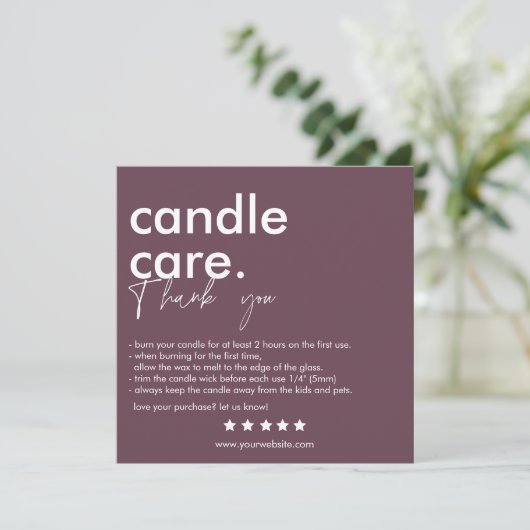 Modern Candle Care & Dank u Visitekaartje Bedankkaart (Staand voorkant)