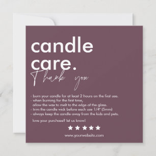 Modern Candle Care & Dank u Visitekaartje Bedankkaart