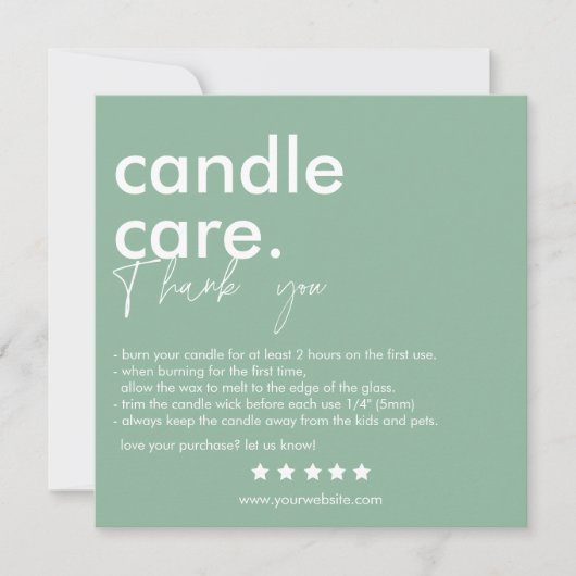 Modern Candle Care & Dank u Visitekaartje Bedankkaart (Voorkant)