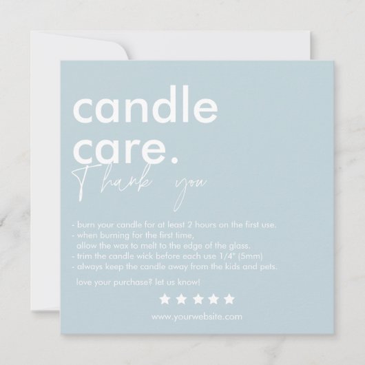 Modern Candle Care & Dank u Visitekaartje Bedankkaart (Voorkant)