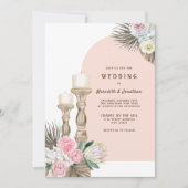 Modern Candles Boho Arch Wedding Uitnodiging (Voorkant)
