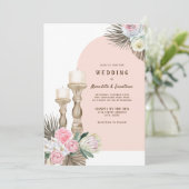Modern Candles Boho Arch Wedding Uitnodiging (Staand voorkant)