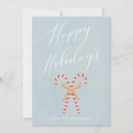 Modern Candy Cane Calligraphy Holiday Card Feestdagenkaart (Voorkant)