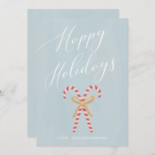 Modern Candy Cane Calligraphy Holiday Card Feestdagenkaart (Voorkant / Achterkant)