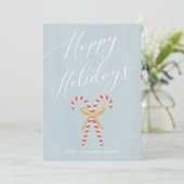 Modern Candy Cane Calligraphy Holiday Card Feestdagenkaart (Staand voorkant)