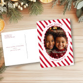Modern Candy Cane Stripe Kerstfoto Briefkaart
