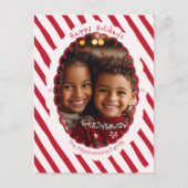 Modern Candy Cane Stripe Kerstfoto Briefkaart (Voorkant)