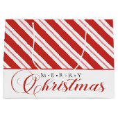 Modern Candy Cane Stripe Script Vrolijk Kerstfeest Groot Cadeauzakje (Voorkant)