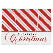 Modern Candy Cane Stripe Script Vrolijk Kerstfeest Groot Cadeauzakje (Achterkant)