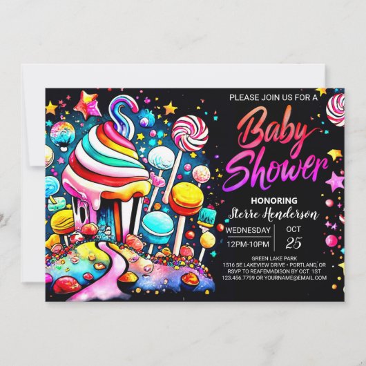 Modern Candyland Baby shower Kaart (Voorkant)