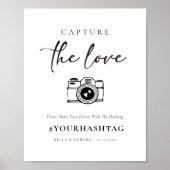 Modern Capture The Love Wedding Hashtag teken Poster (Voorkant)