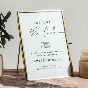 Modern Capture The Love Wedding Hashtag teken Poster