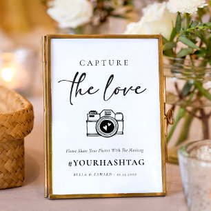 Modern Capture The Love Wedding Hashtag teken Poster