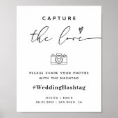 Modern Capture The Love Wedding Hashtag teken Poster (Voorkant)