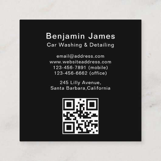 Modern Car Wash Automotive Cleaning QR Code  Vierkante Visitekaartje (Achterkant)