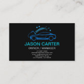 Modern Car Wash & Detailing Blauw Luxe Stijl Visitekaartje (Achterkant)