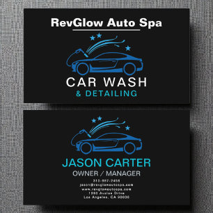 Modern Car Wash & Detailing Blauw Luxe Stijl Visitekaartje