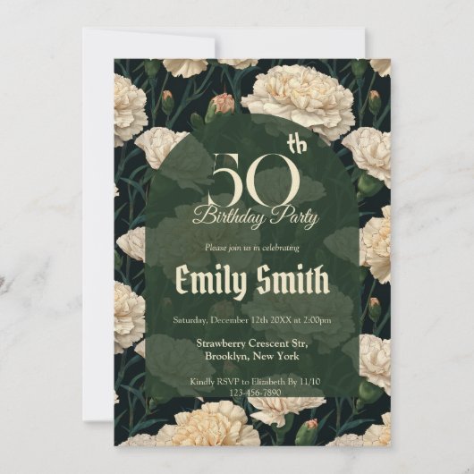 Modern Carnation Flower First Birthday Gift Kaart (Voorkant)