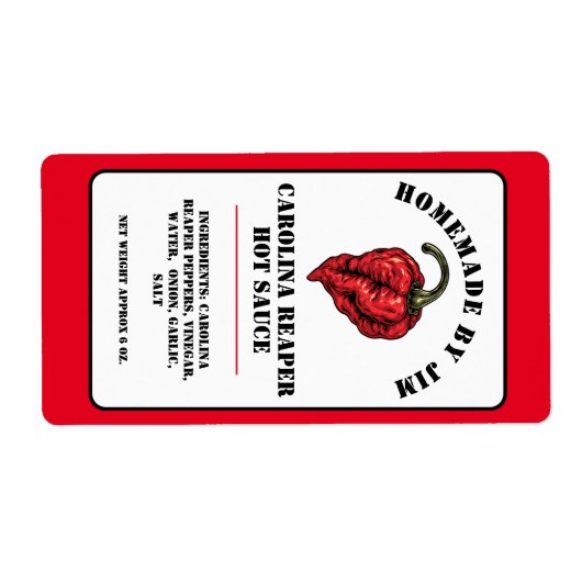 Modern Carolina Reaper Pepper Hot Sauce Label (Voorkant)