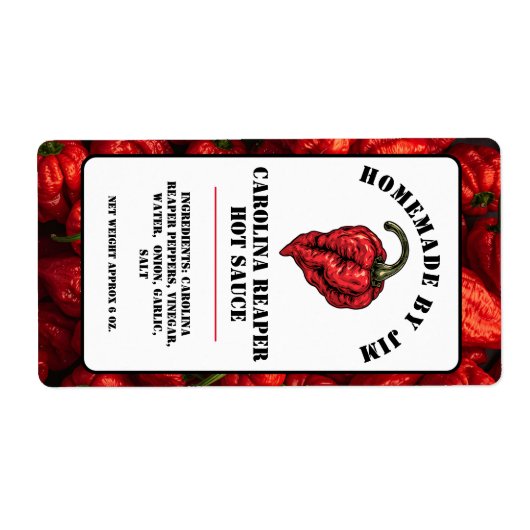 Modern Carolina Reaper Pepper Hot Sauce Label (Voorkant)