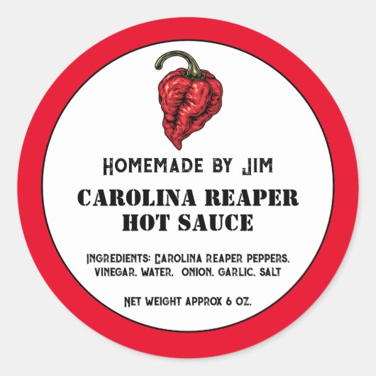 Modern Carolina Reaper Pepper Hot Sauce Label (Voorkant)