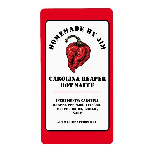 Modern Carolina Reaper Pepper Hot Sauce Label