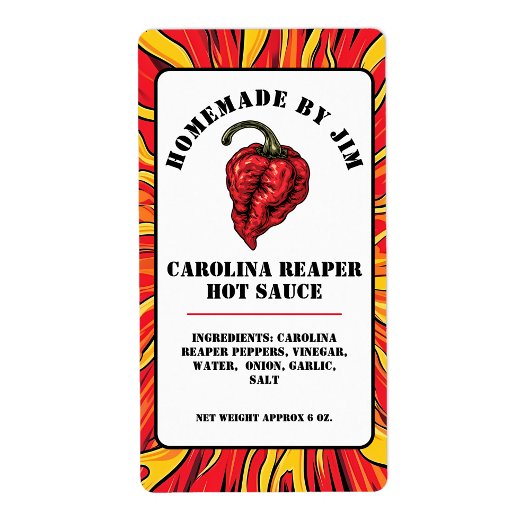 Modern Carolina Reaper Pepper Hot Sauce Label