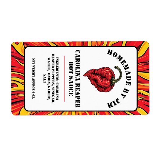 Modern Carolina Reaper Pepper Hot Sauce Label (Voorkant)
