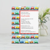 Modern Cars Boy Baby shower Invitation Kaart (Staand voorkant)