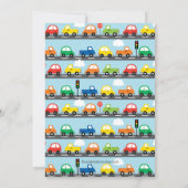 Modern Cars Boy Baby shower Invitation Kaart (Achterkant)