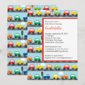 Modern Cars Boy Baby shower Invitation Kaart (Voorkant / Achterkant)
