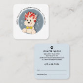 Modern Cartoon Dog Grooming Vierkante Visitekaartje (Voorkant / Achterkant)