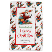 Modern Cartoon Santa Claus playful holiday  Medium Cadeauzakje (Achterkant)