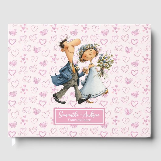 Modern Cartoon Trouwpaar Gastboek Gastenboek (Voorkant)