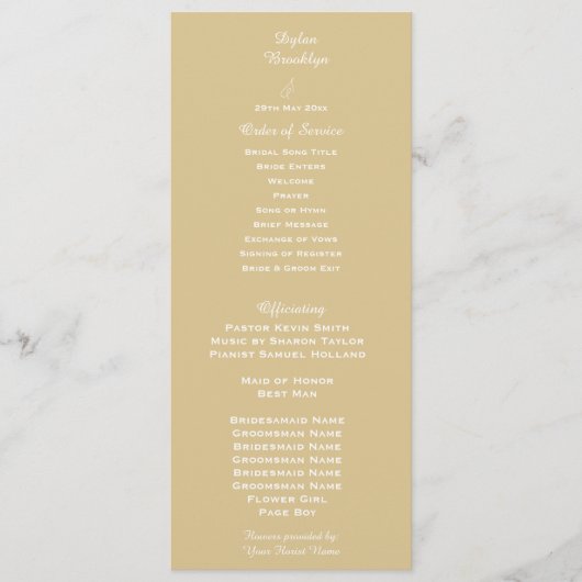 Modern Cashmere Wedding Order of Service Programmakaart (Voorkant)