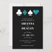 Modern Casino Blauwgroen Glitter Bruiloft Kaart (Voorkant)