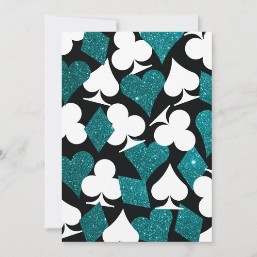 Modern Casino Blauwgroen Glitter Bruiloft Uitnodig Kaart (Achterkant)