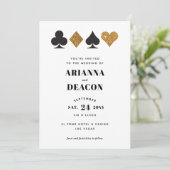 Modern Casino Goud Glitter Bruiloft Uitnodiging (Staand voorkant)