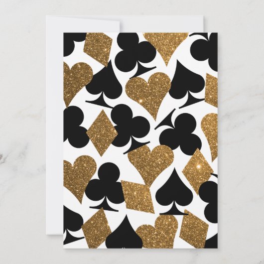 Modern Casino Goud Glitter Bruiloft Uitnodiging (Achterkant)